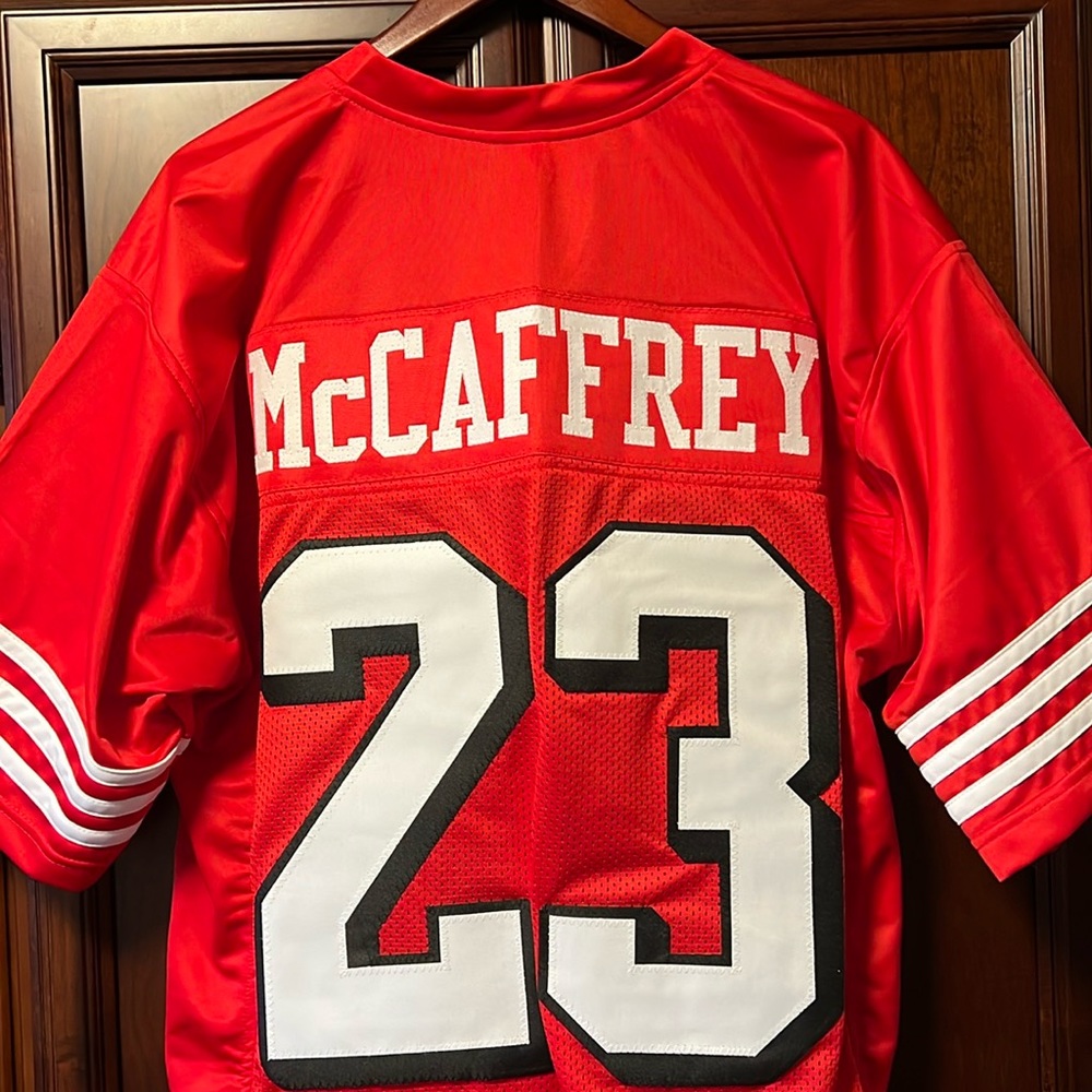Brand New Custom Design Throwback NFL SF 49er Christian McCaffrey #23 Red Jersey - Picture 1 of 8